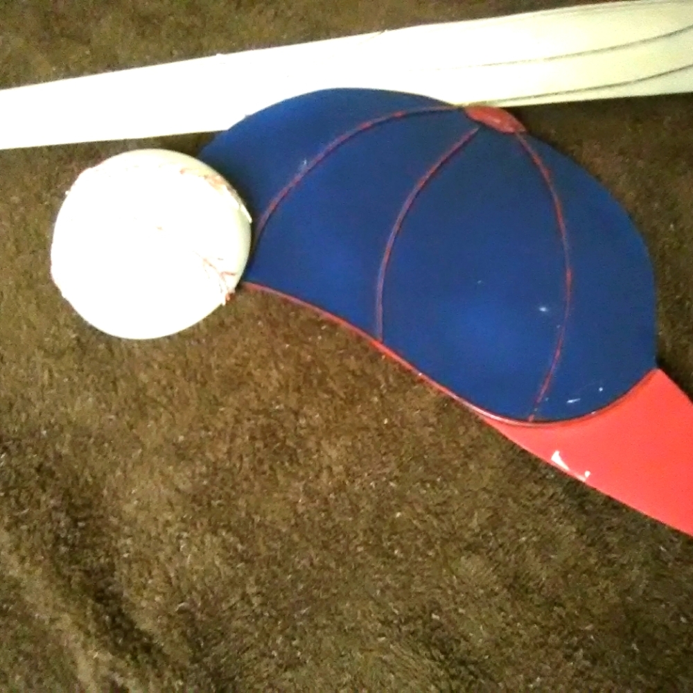 Baseball cap ,bat and ball wall decor